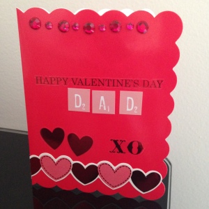 Another pre-cut card made it super easy for her to make this Valentine's Day card for her Daddy. - February 2014